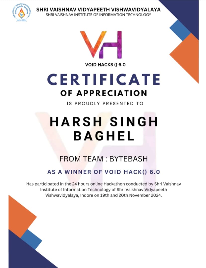 Win VoidHack6.0 hackathon