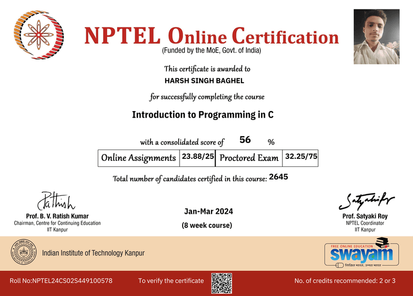 Cartificate in c programming